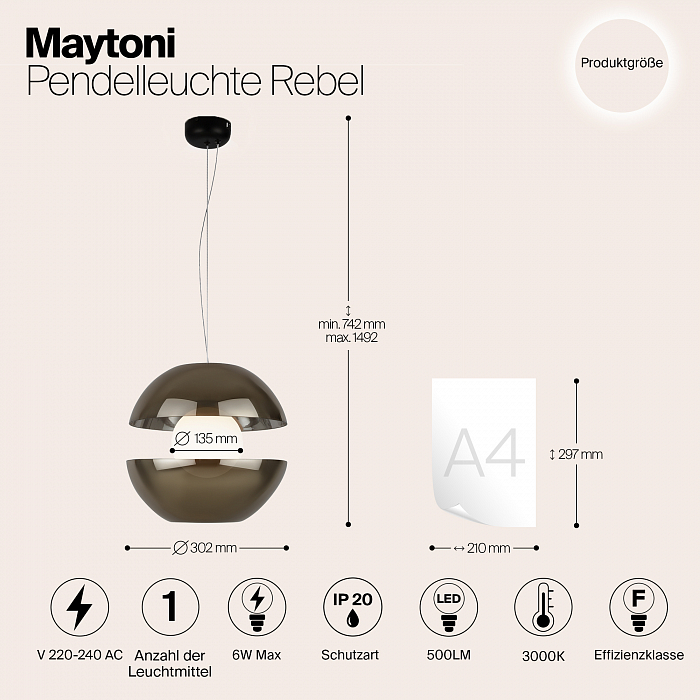 Светильник Maytoni MOD322PL-L6G3K